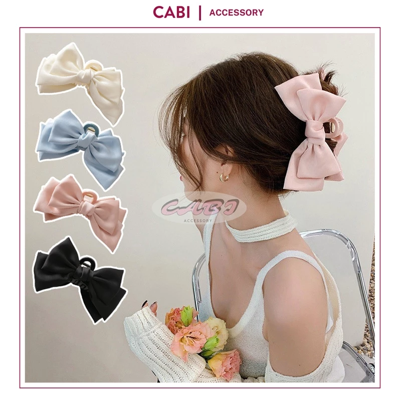 CB34 - Kẹp Tóc Nơ SATIN Vải Lụa Lớn Phong Cách Công Chúa, Kẹp Tóc Thắt Nơ Đáng Yêu