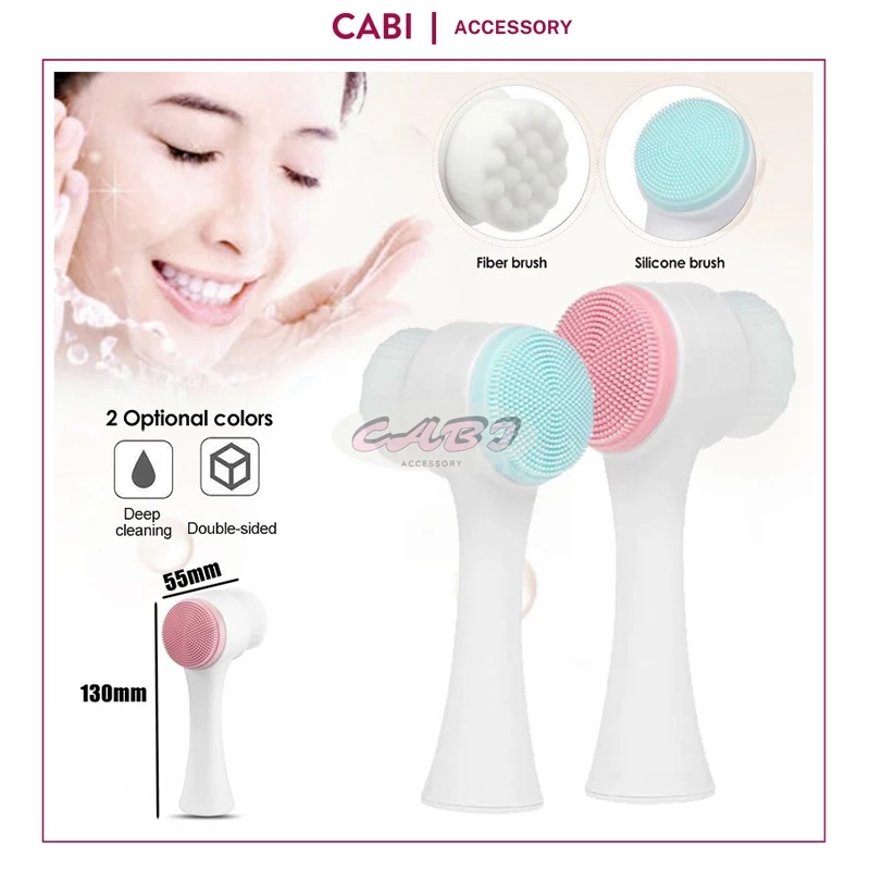 CB31 - Cọ Massage Rửa Mặt 2 Đầu, Cọ Rửa Mặt Cầm Tay Bằng Silicon phong cách Hàn Quốc