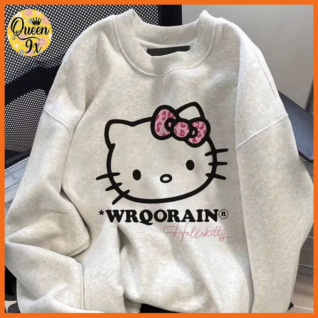 Áo sweater nỉ form rộng chất nỉ hình Mèo giáng sinh phong cách Hàn Quốc cho nam nữ - Freesize - Women