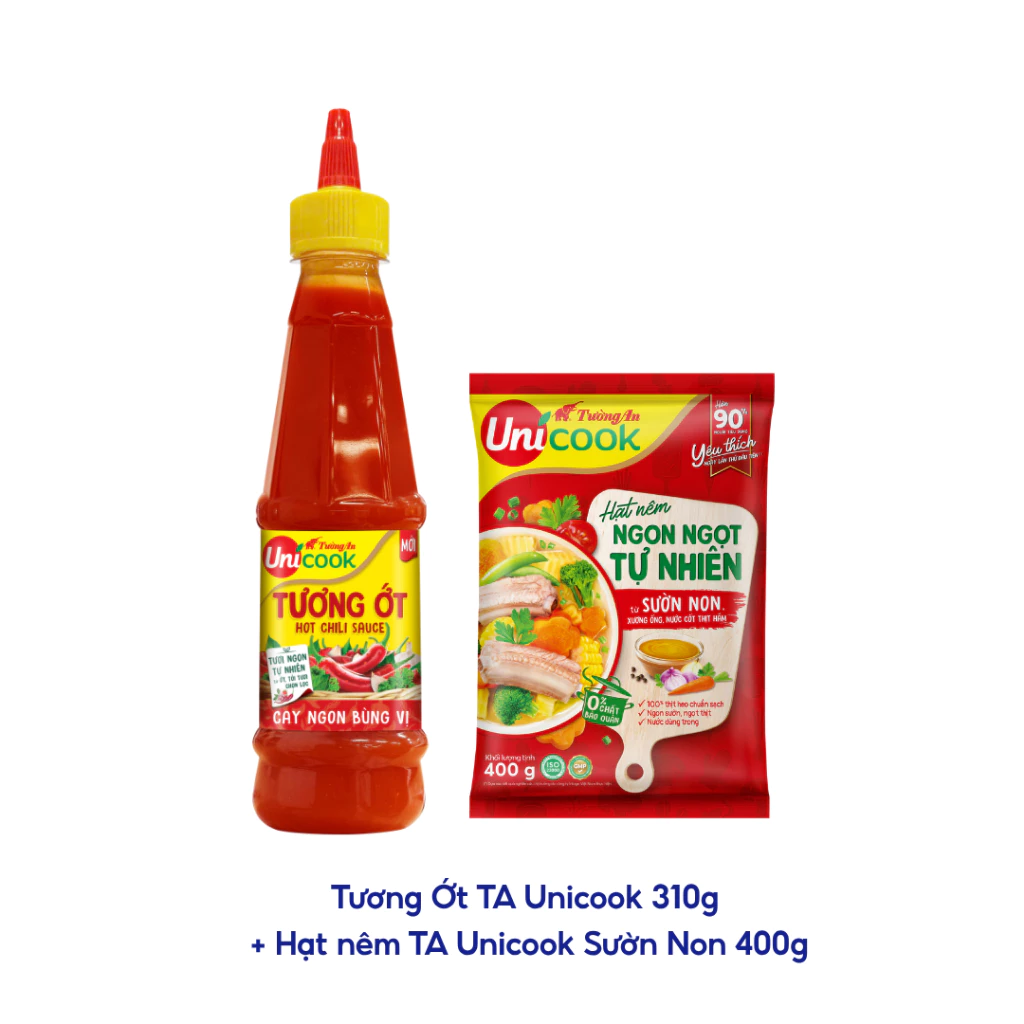 [Quà tặng không bán] Tương Ớt TA Unicook 310g + Hạt nêm TA Unicook Sườn Non 400g