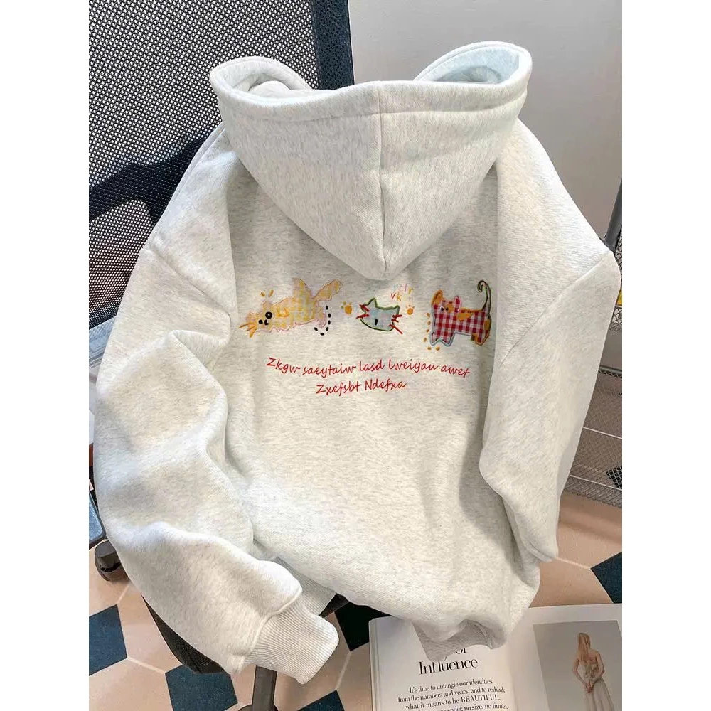 Áo Khoác Nỉ Hoodie Zip Khóa Kéo MÈO CARO NDEFXA Form Rộng Nam Nữ Có Túi Trong Nón To 2 Lớp