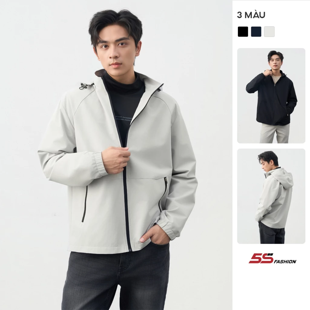 Áo Khoác Gió Nam 2 Lớp Pro-DWR 5S FASHION Có Mũ Tháo Được, Trượt Nước, Chắn Gió Giữ Ấm AKG25009