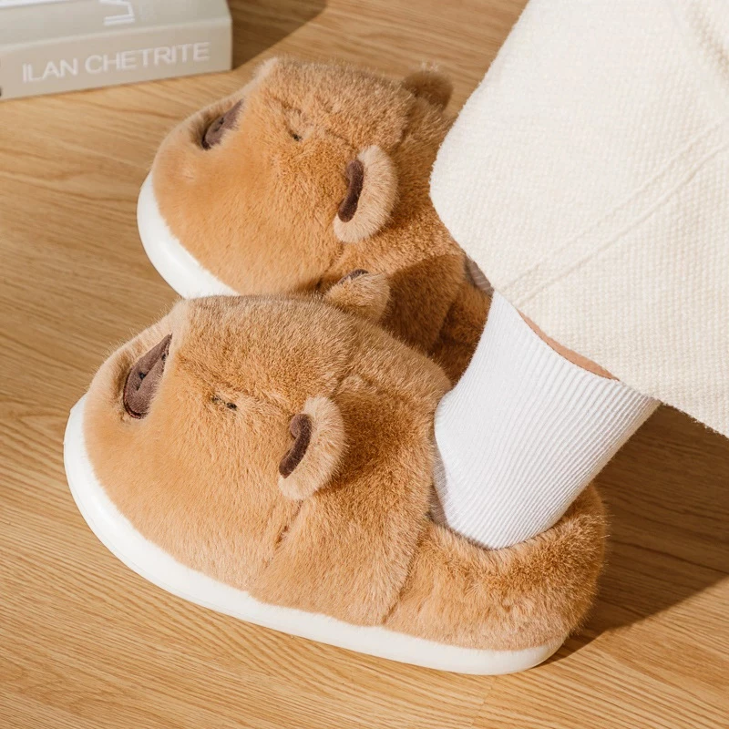 Dép lông đi trong nhà Capybara dép bông mùa đông giữ ấm chống trơn đế dày 3-5 cm 🍀 mẫu mới🍀