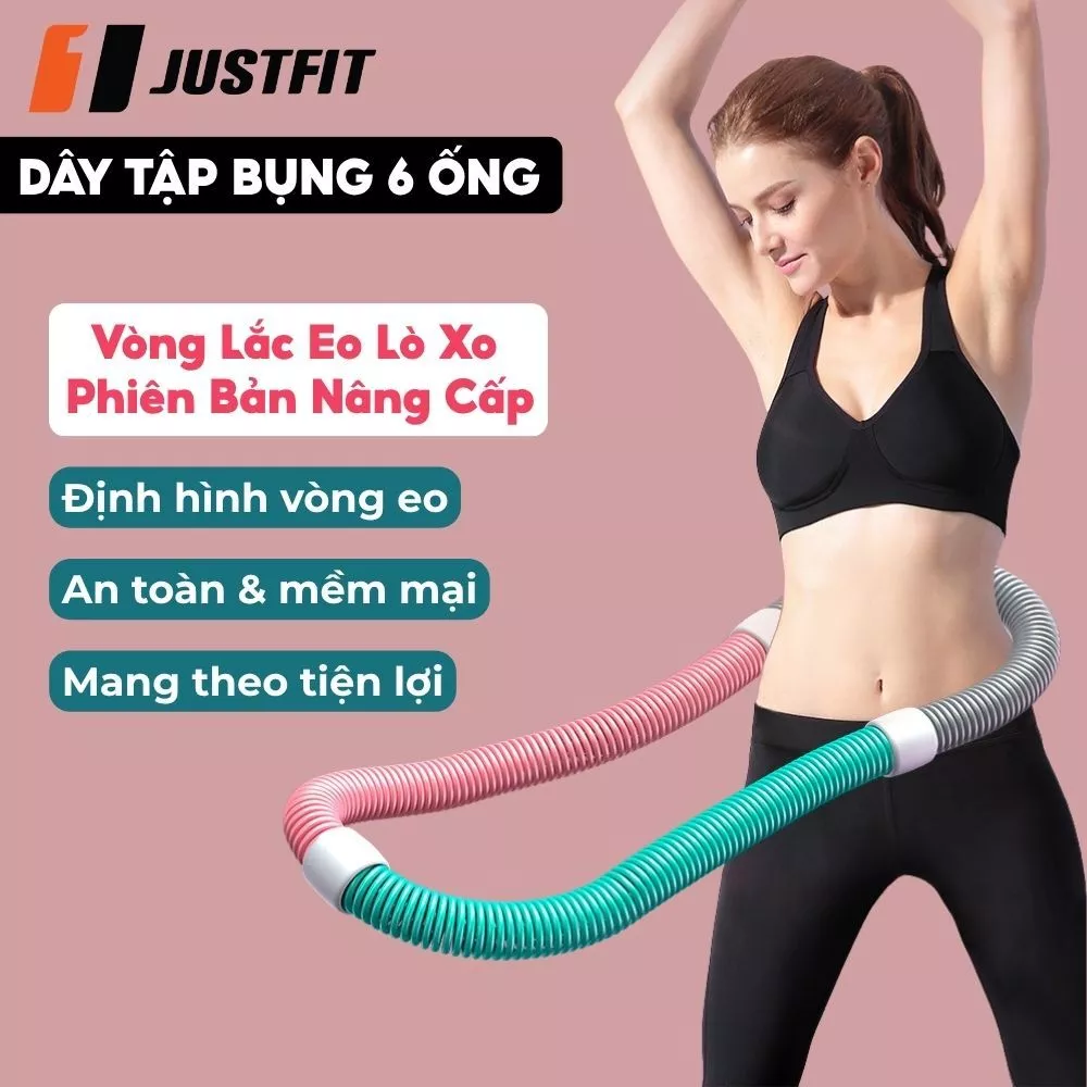 Vòng lắc eo lò xo JUSTFIT 1,5kg bọc nhựa mềm giảm mỡ nhanh, eo thon săn chắc tập tại nhà tiện lợi