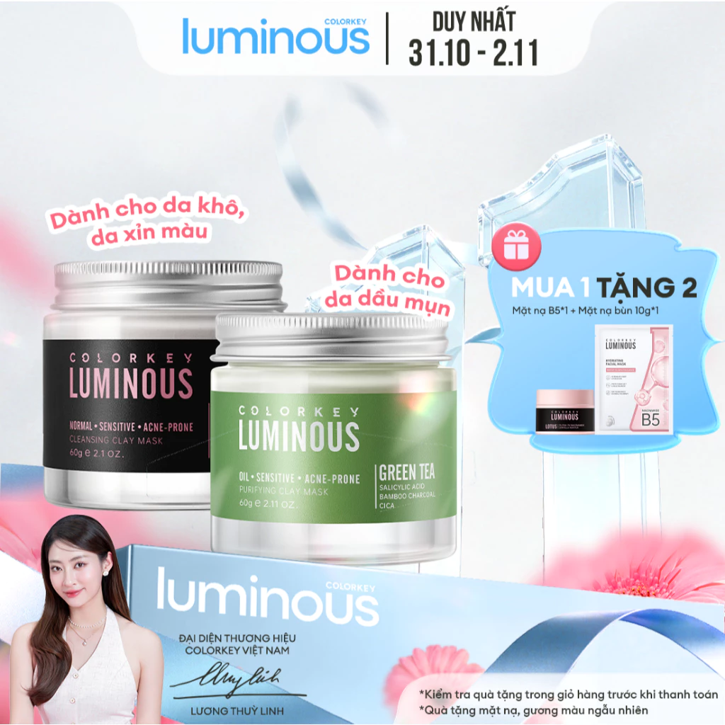 [MỚI] Mặt Nạ Bùn COLORKEY LUMINOUS Hỗ Trợ Làm Sạch Da Không Gây Khô Da Khi Dùng 60g/hũ