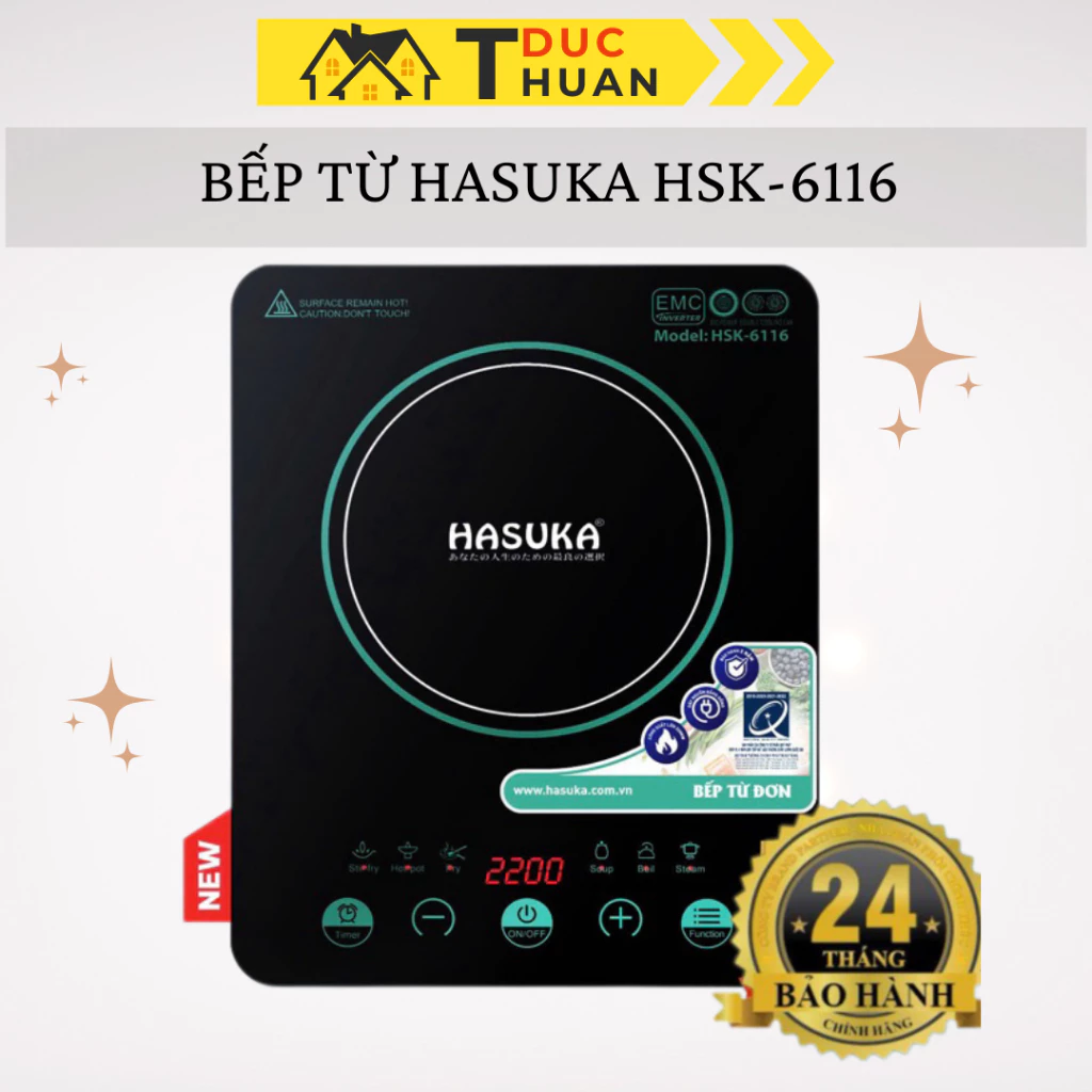 Bếp Điện Từ Đơn Hasuka HSK-6116 Công Suất 2200W Inverter Tiết Kiệm, Bền Bỉ, An Toàn ĐT HOME