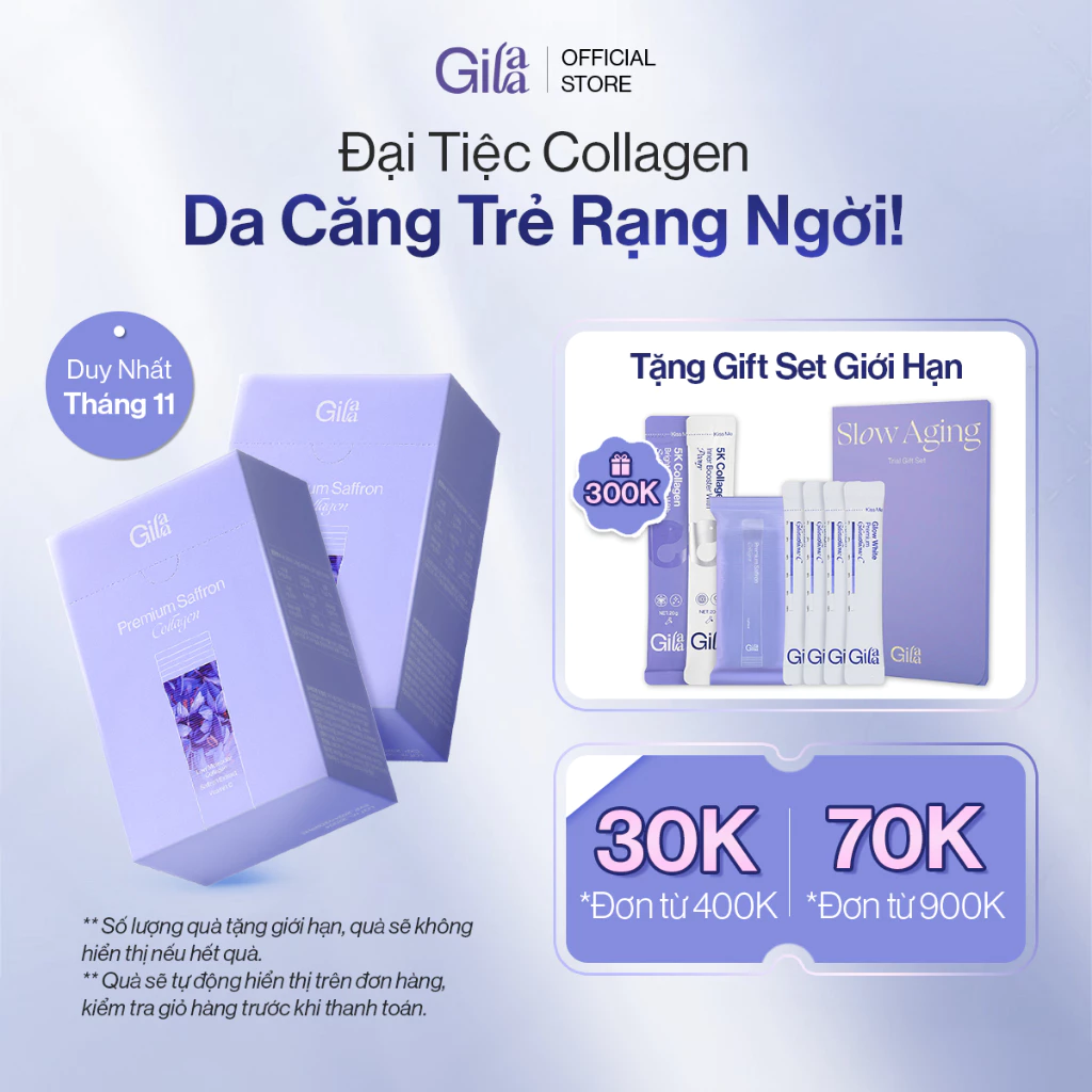 Combo 2 Hộp TPBS Gilaa Premium Saffron Collagen (60 Gói x 2g) - Dạng Bột