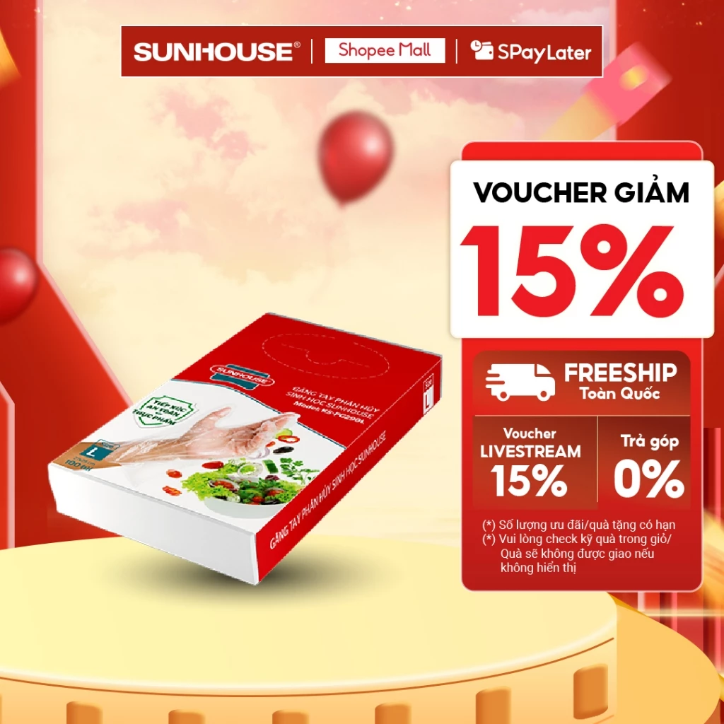 Găng tay thực phẩm phân hủy sinh học Sunhouse KS-PG290L