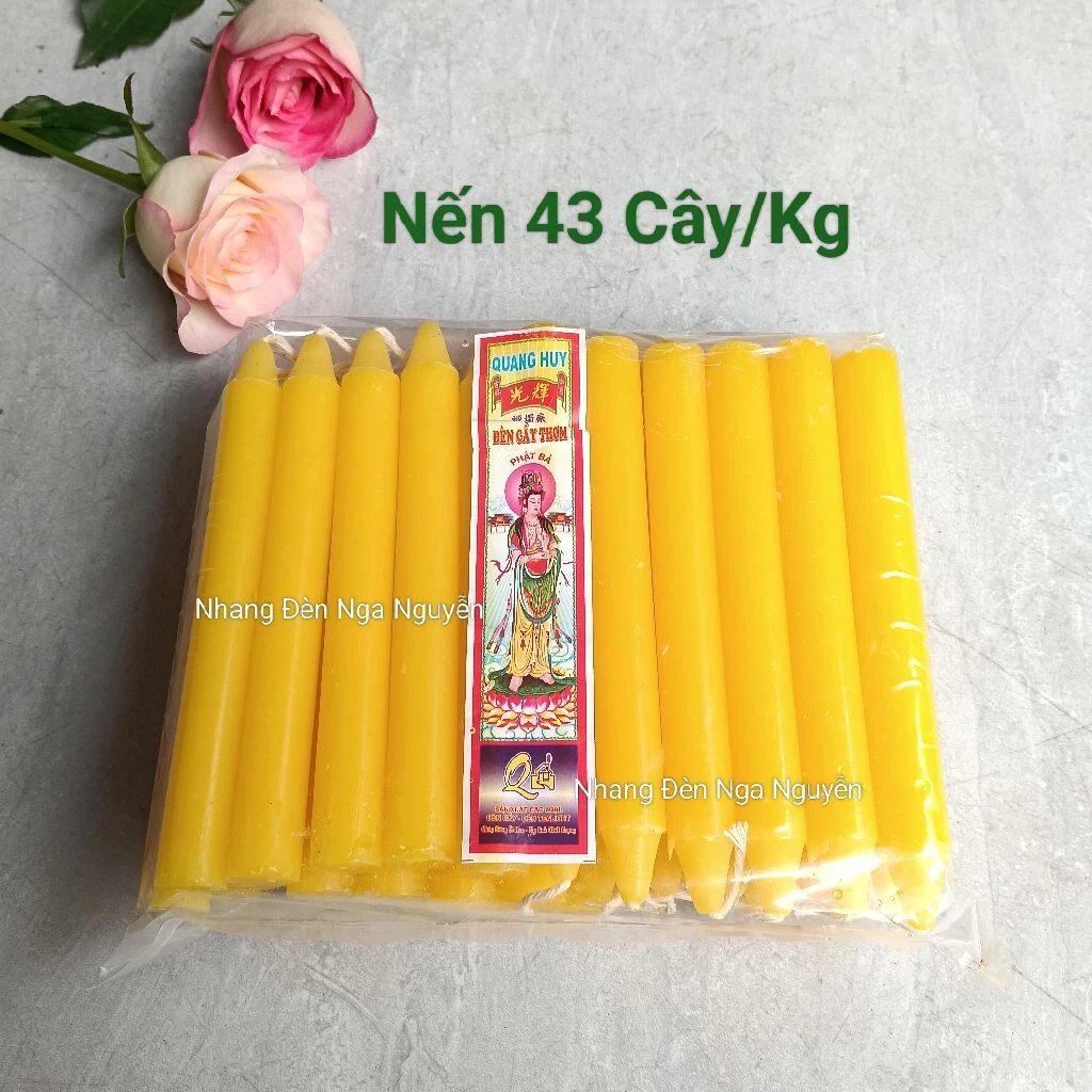 (43 Cây/Kg) Đèn Cầy Cao 15 Cm/Nến Thắp Sáng Vàng,Đỏ,Trắng
