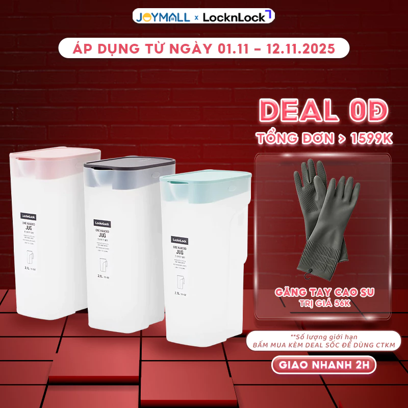 Bình Nước Nhựa LocknLock Handle Bottle HAP818 2.1L, Hàng chính hãng, có nắp và tay cầm - JoyMall