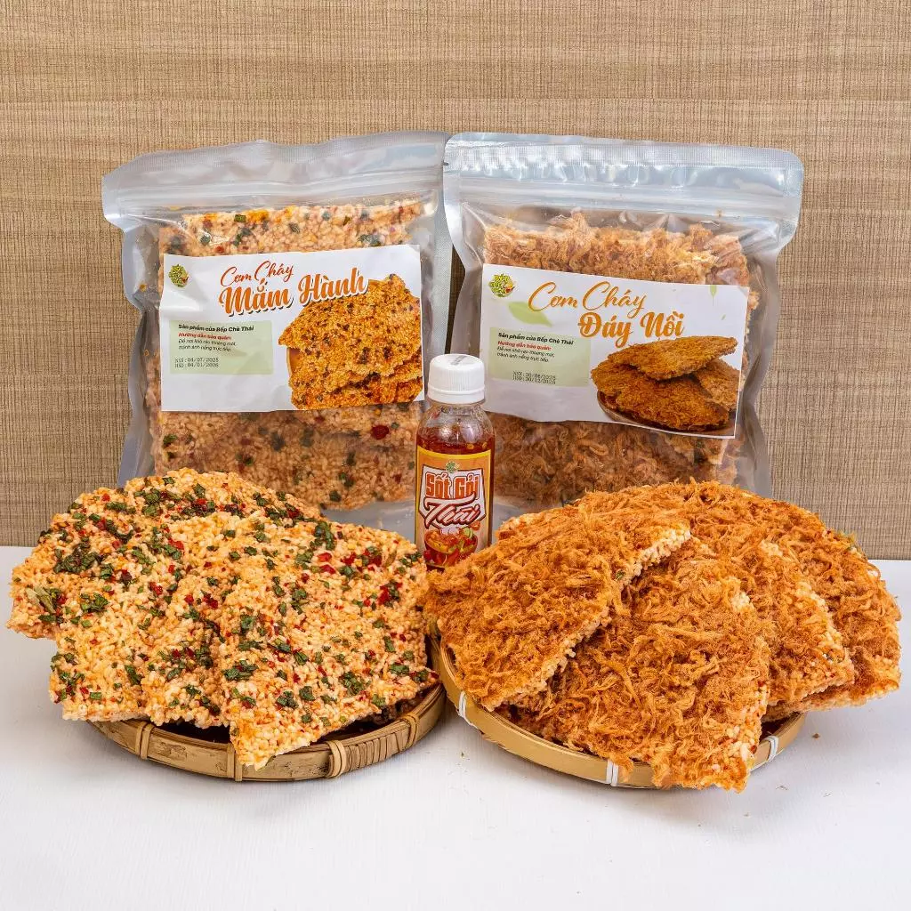 [TẶNG SỐT] Combo 2 gói 400g cơm cháy (200g chà bông + 200g mắm hành) + kèm 1 sốt thái