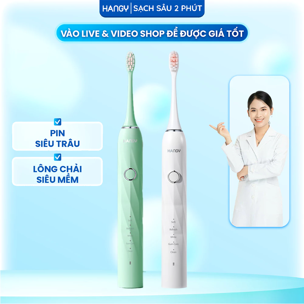 Bàn chải điện HANGY chuẩn nha khoa HY23 Pro [Bảo hành 2 năm]