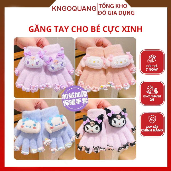 Găng tay trẻ em Kuromi Melody, Găng tay cho bé toàn ngón chống gió ấm áp Quà tặng trẻ em