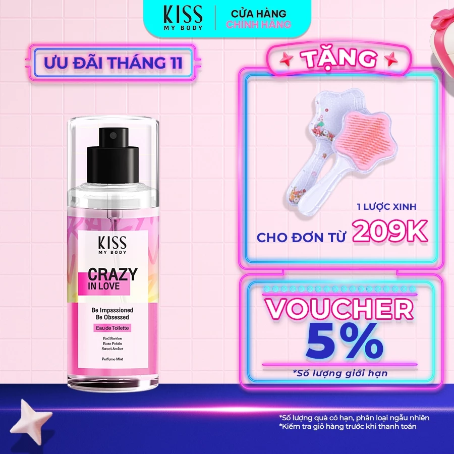 Xịt Thơm Toàn Thân Hương Nước Hoa KISS MY BODY Perfume Mist - Hương Crazy In Love 88ml