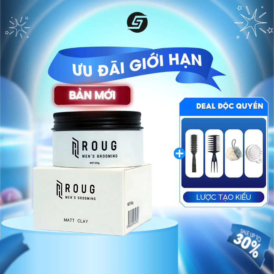 [VERSION 4] Sáp vuốt tóc Roug Matt Clay Roug Trắng cho tóc dày, Giữ nếp tới 16h, Không bết dính