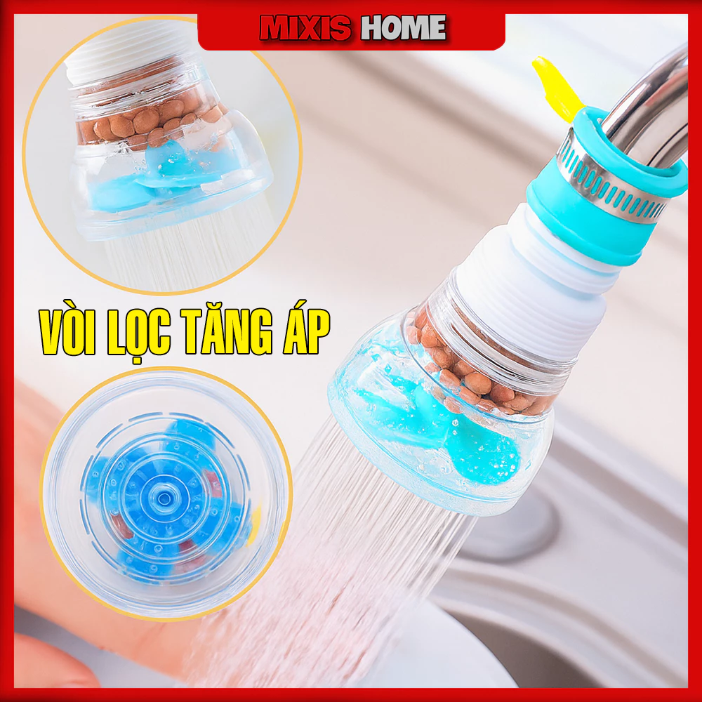 Đầu Vòi Tăng Áp Lọc Nước Xoay 360 Độ Kéo Dài Linh Hoạt Rửa Bát Tiện Lợi - GD218