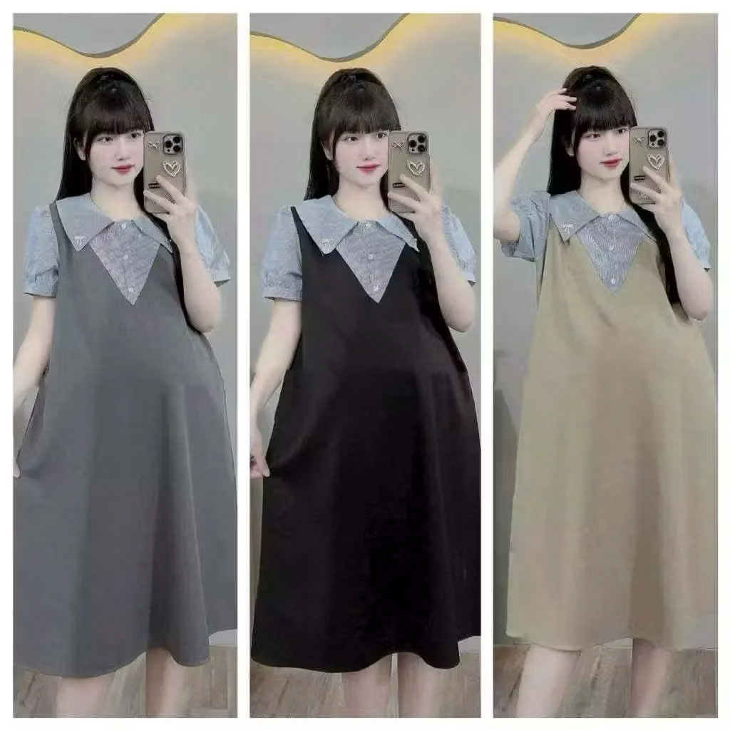 (Đủ size đến 100kg)Váy bầu,đầm bầu Bigsize giả yếm mặc đi chơi,đi làm
