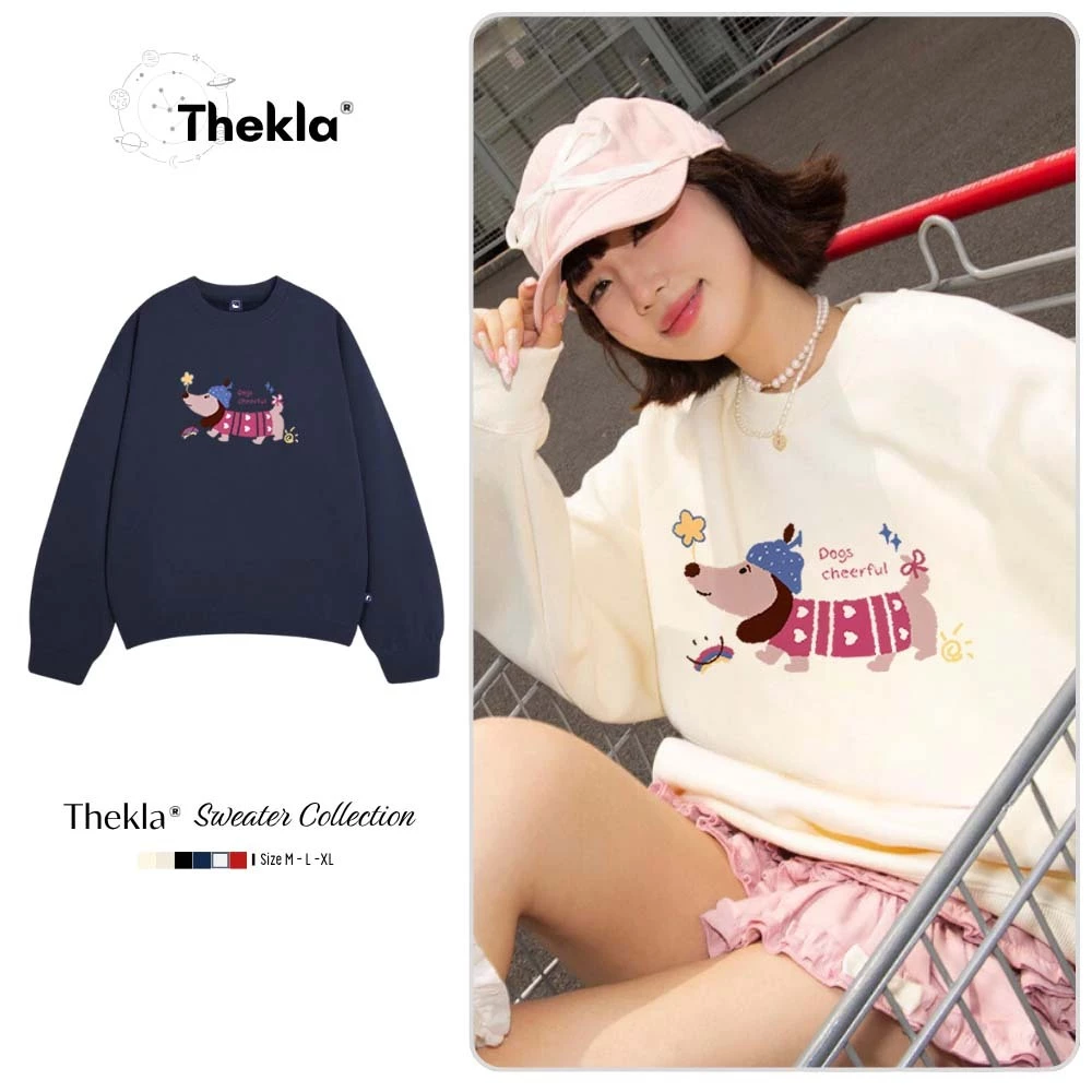 Áo Sweater Nỉ Lông Cáo Form Rộng Thekla In Hình DogsCheerful BST146 Nhiều Màu Mềm Mịn Dày Dặn Giữ Ấm Mùa Đông Cho Nam Nữ