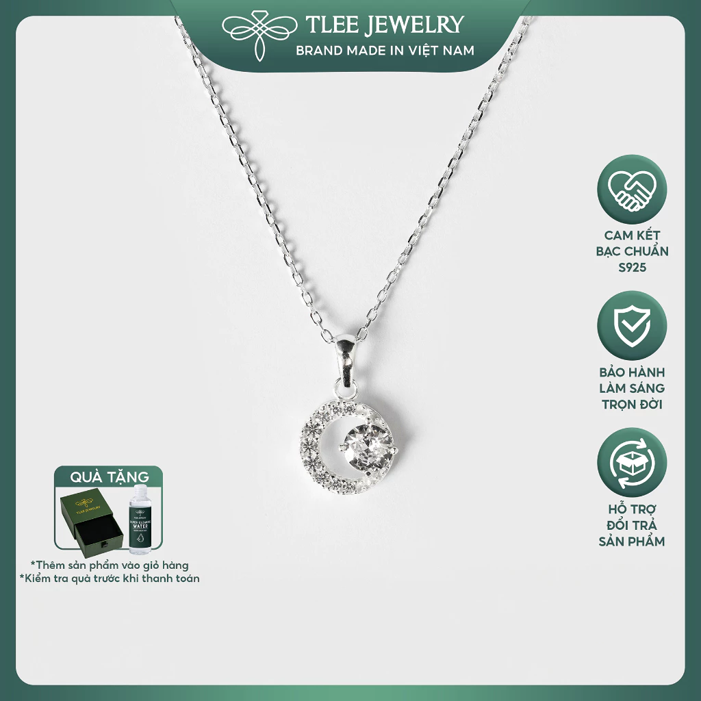 Dây chuyền bạc nữ TLEE mặt trăng đính đá cao cấp TLEE JEWELRY D0128