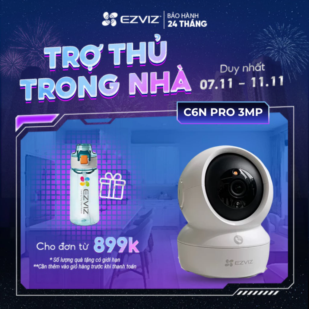 Camera WIFI EZVIZ C6N Pro 3MP Trong nhà, Quay Quét 360 Độ, Đàm Thoại 2 Chiều - Bản nâng cấp C6N