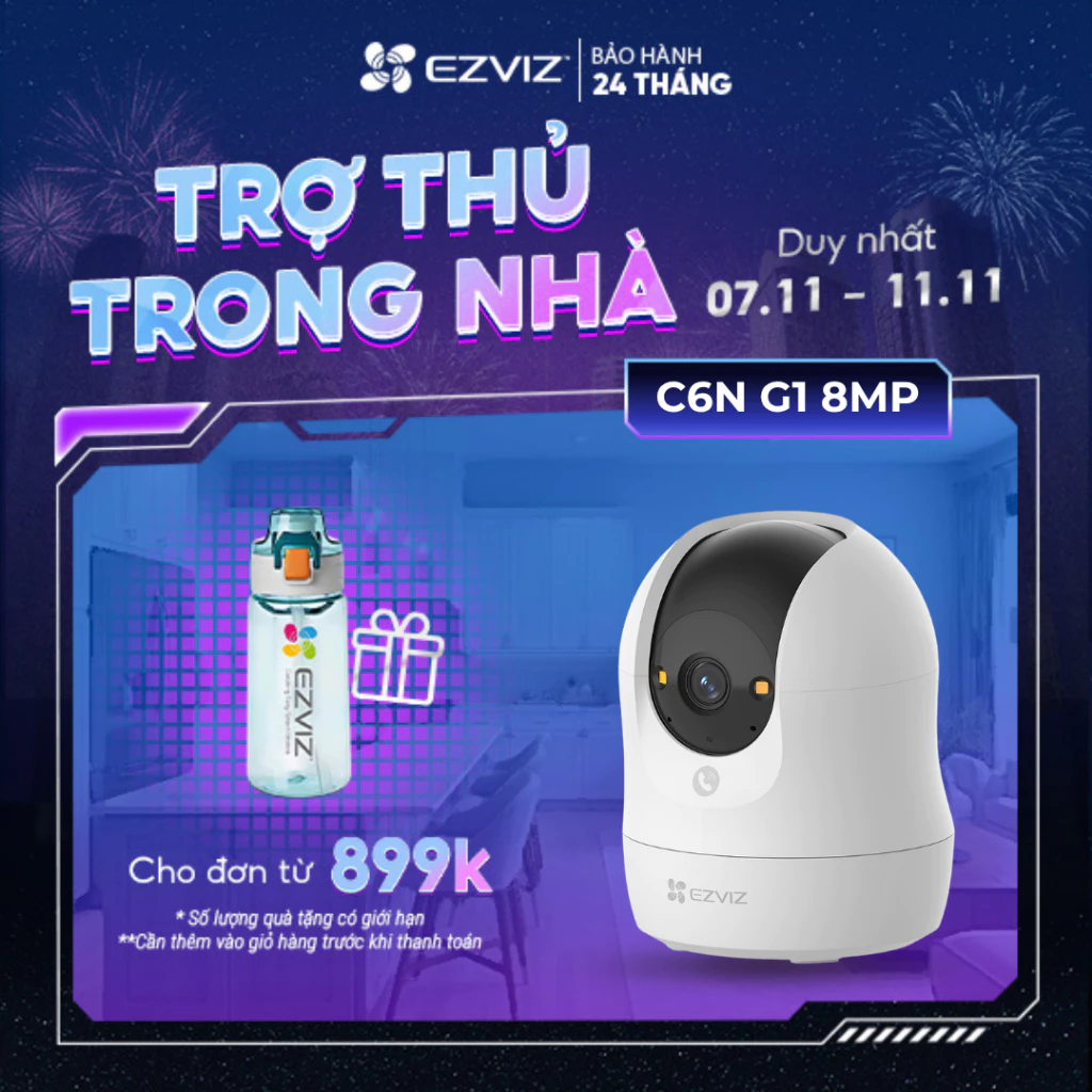 Camera EZVIZ C6N G1 8MP - Góc siêu rộng, Nhận Diện Người và Thú Cưng, True WDR Giảm Chói Sáng, Chạm Gọi Nhanh