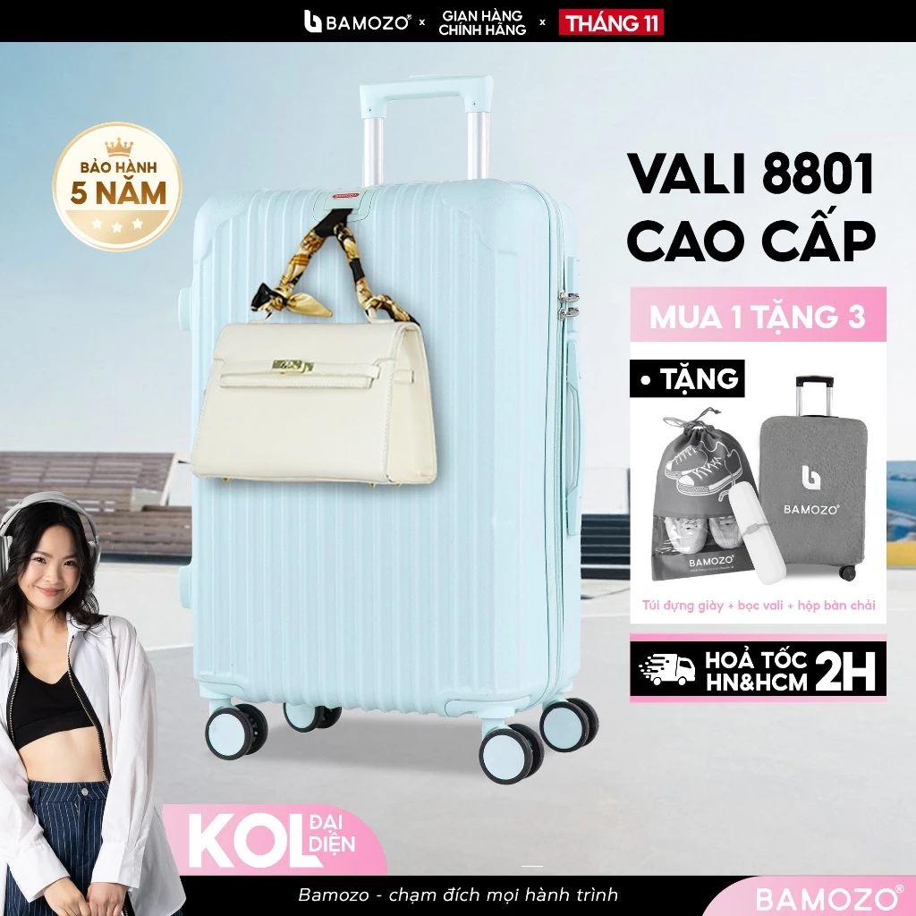 Vali Du Lịch B Bamozo Size 20/24 Chất Liệu Nhựa ABS+PC Cao Cấp Bền Đẹp Bảo Hành 5 Năm - Lỗi 1 Đổi 1 Trong 30 Ngày_8801