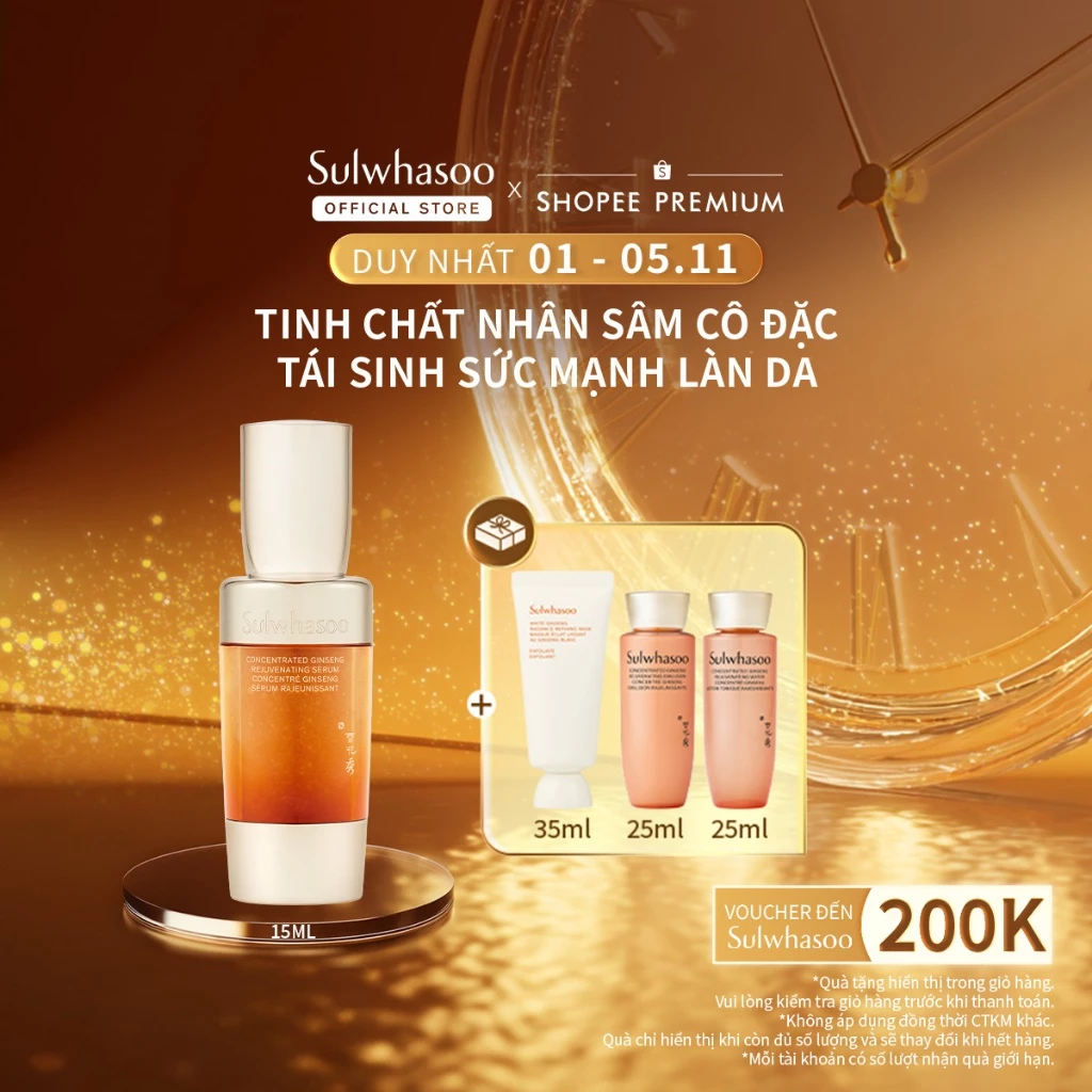 Tinh Chất Nhân Sâm Cô Đặc 15ml Sulwhasoo Concentrated Ginseng Rejuvenating Serum