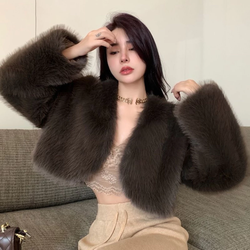 ( SẴN) ÁO KHOÁC LÔNG CROPTOP SANG CHẢNH, ÁO LÔNG DÁNG NGẮN LÔNG QCCC CAO CẤP
