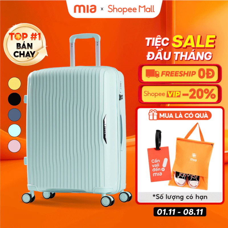 [BEST SELLER] Vali Kéo MIAvn Larita ROTA - Size 20/24/28, Nhựa PP Dẻo Siêu Bền, Hạn Chế Bể Vỡ, Khoá TSA, BH Trọn Đời