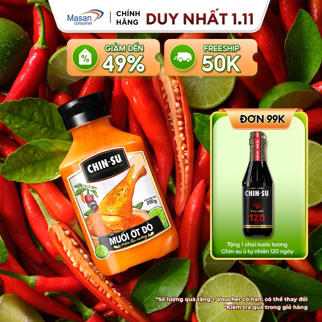 Chai Xốt Muối Ớt Chin-Su Đỏ Chai X 200Gr