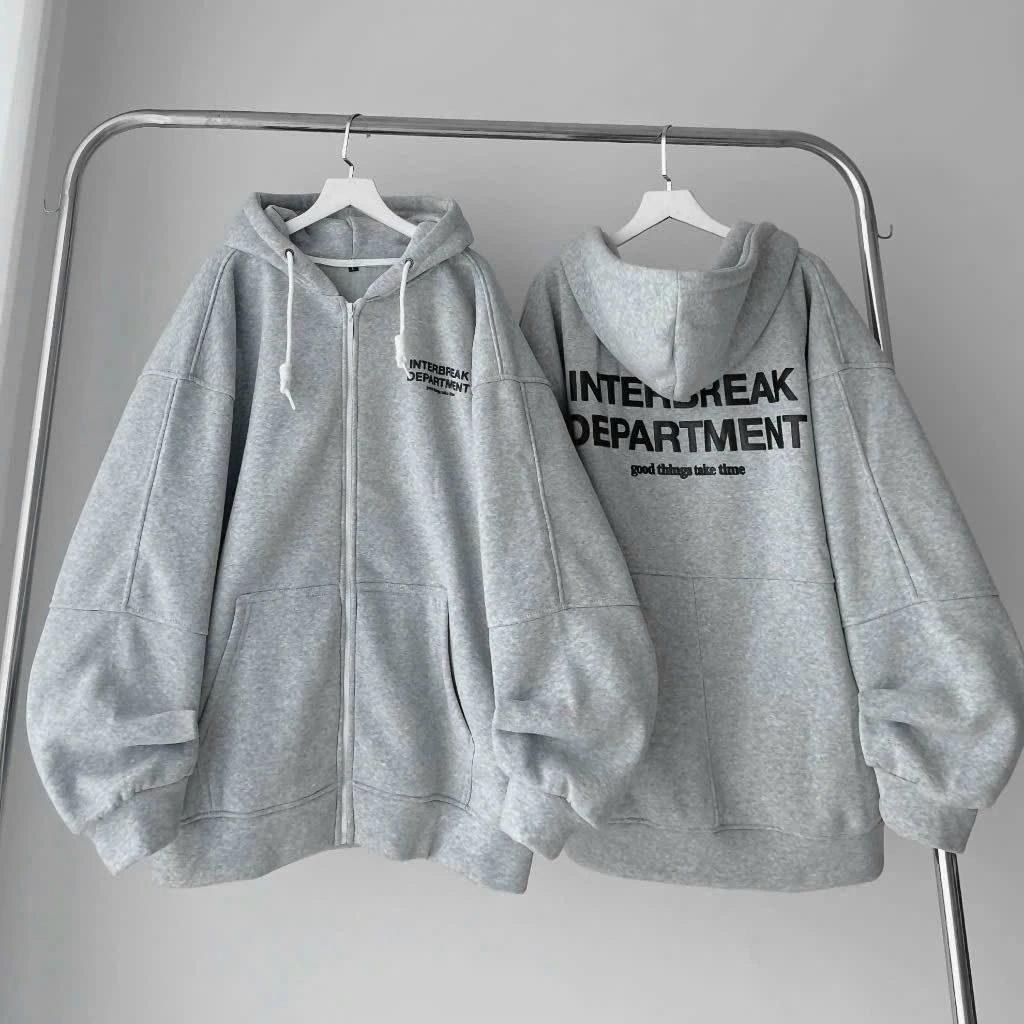 [CÓ SẴN] Áo Khoác Nỉ Hoodie Zip INTERRBEAK BỐN Màu Form Rộng Unisex Nam Nữ - Áo Hoodie dây kéo tinastoreee🖤