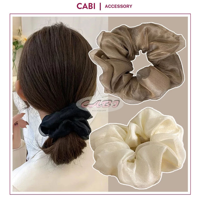 CB35 - Dây buộc tóc scrunchies satin viền ren nhẹ nhàng tiểu thư cho nữ Chun cột tóc xinh xắn