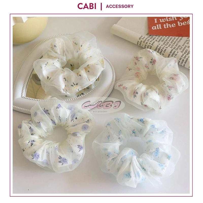 CB36 - Dây Cột Tóc Scrunchies Hoa Nhí Xinh Xắn Vải Voan