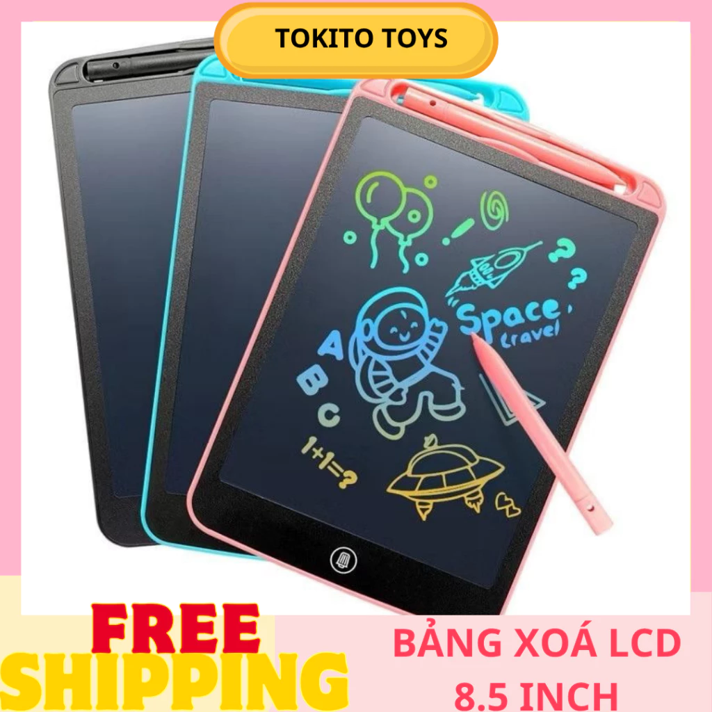 Bảng Xoá LCD 8.5 Inch Cho Bé Sáng Tạo Vẽ Hình Tặng Kèm Bút Viết Đa Màu An Toàn