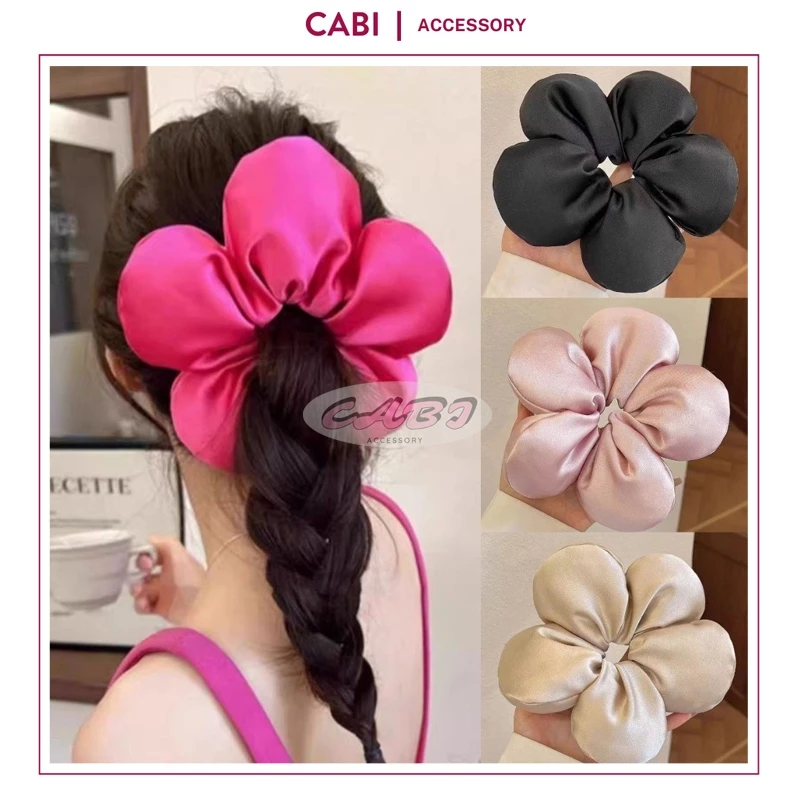 CB38 - Chun Cột Tóc Scrunchies Hình Bông Hoa Lớn Nhiều Màu Đi Biển Cho Nữ Phong Cách Hàn Quốc