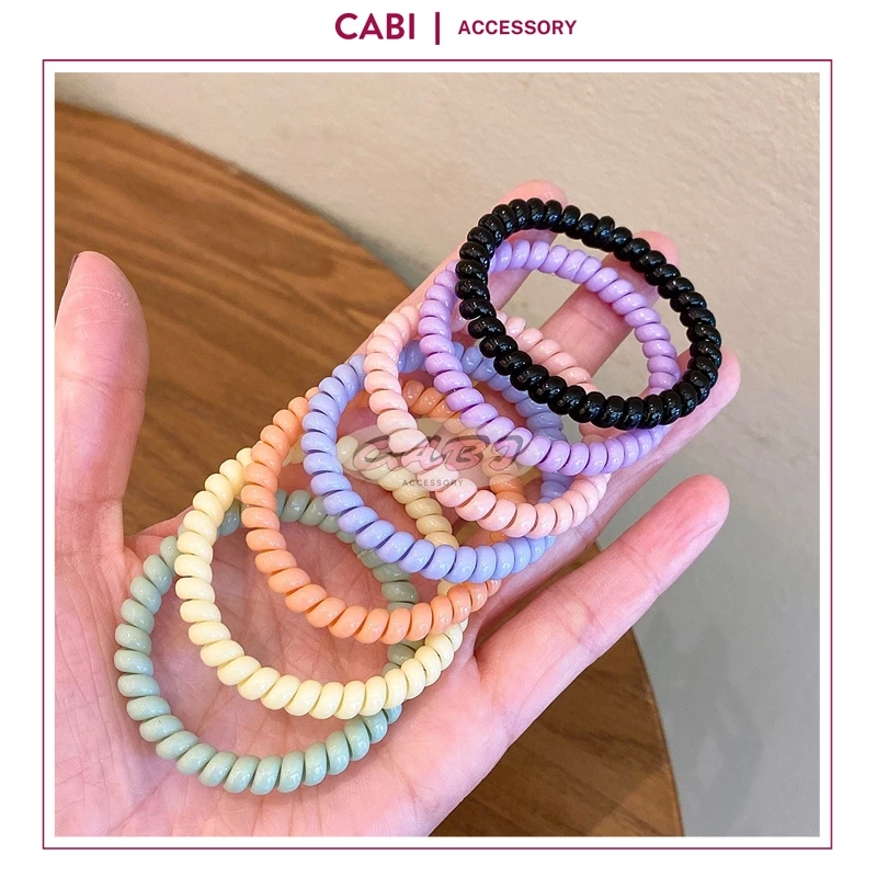 CB41 - Dây Cột Tóc Lò Xo Bằng Da Màu Kẹo Ngọc Ngào Cho Nữ
