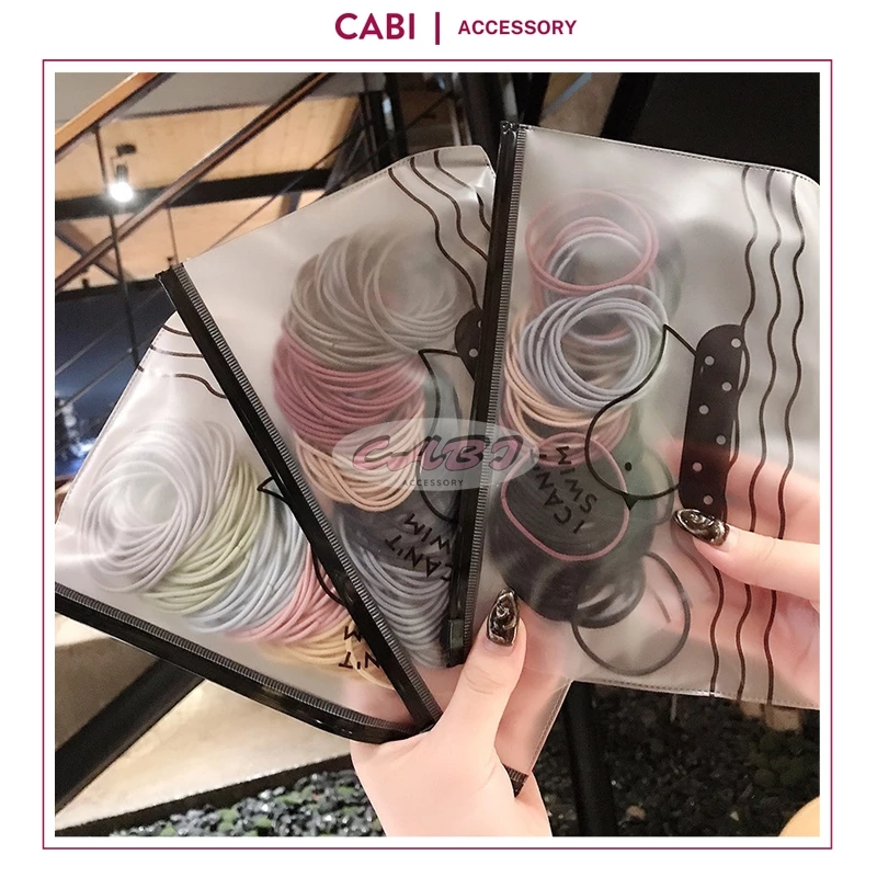 CB43 - Set 100 chun cột tóc nữ nhiều màu không gây nếp tóc, mix màu có túi zíp xịn xò