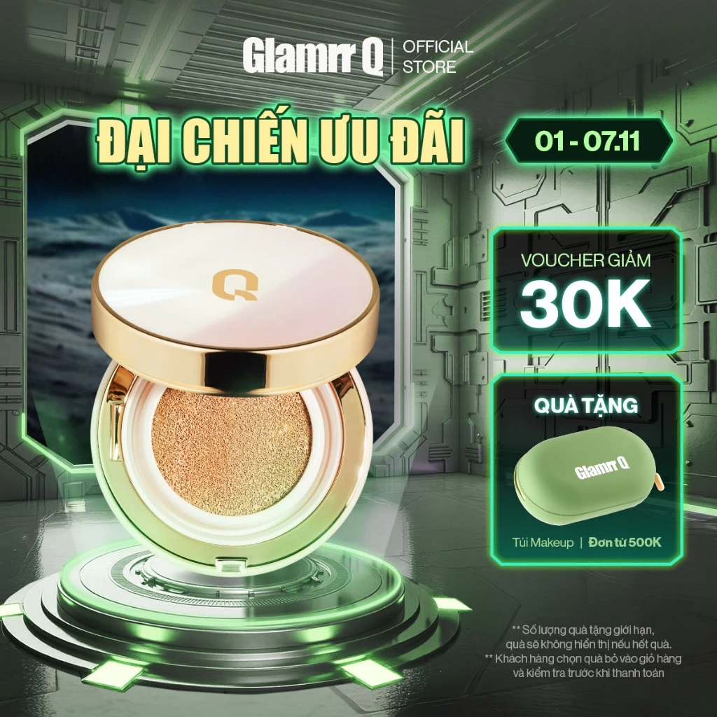 [HOT DEAL 01 - 07.11] Phấn nước GLAMRR Q LONG WEAR DD CUSHION - SPF50+/PA+++ (1 lõi x 13g)