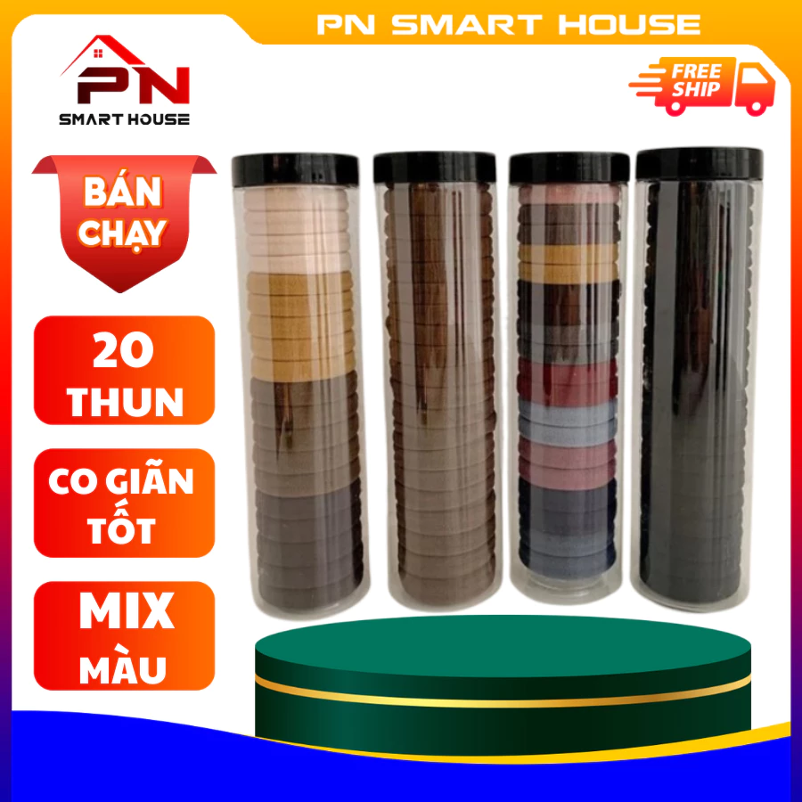 Set 20 dây chun buộc tóc đựng trong hộp - Ống chun mập
