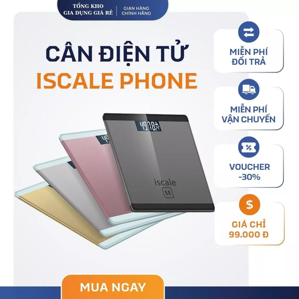 Cân Điện Tử, Cân Sức Khỏe ISCALE PHONE - Cân Gia Đình Trọng Lượng Tối Đa 200Kg tiện lợi cho gia đình