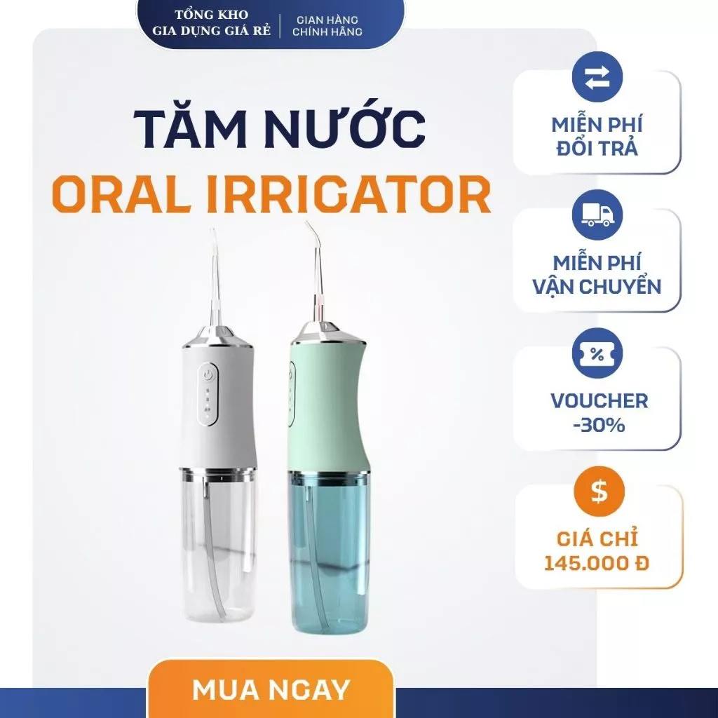 Máy tăm nước cầm tay tự động Oral Irrigator, dụng cụ vệ sinh răng miệng cộng nghệ Châu Âu với 3 chế độ xịt cao cấp
