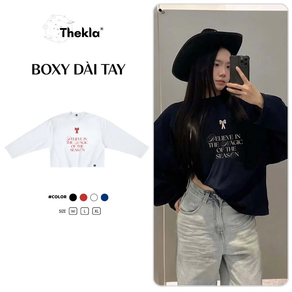Áo Boxy Dài Tay THEKLA BST170 Phép Màu Nhỏ - Áo Thu Đông Cotton 4 Chiều Dày Dặn Co Giãn Streetwear