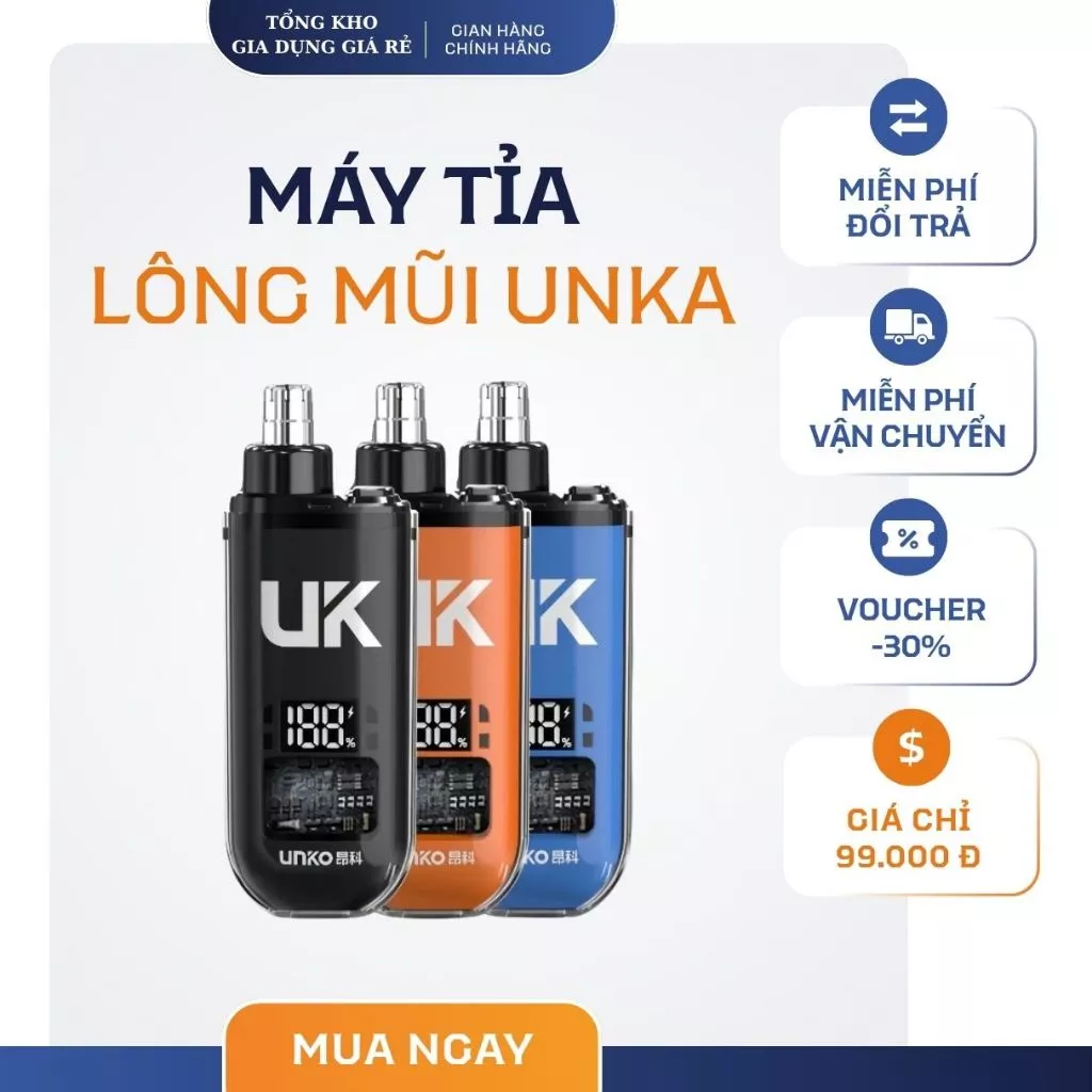 Máy cắt tỉa lông mũi, Máy tỉa lông mũi điện mini UNKA màn hình LED cao cấp, Sử dụng pin sạc tiện dụng