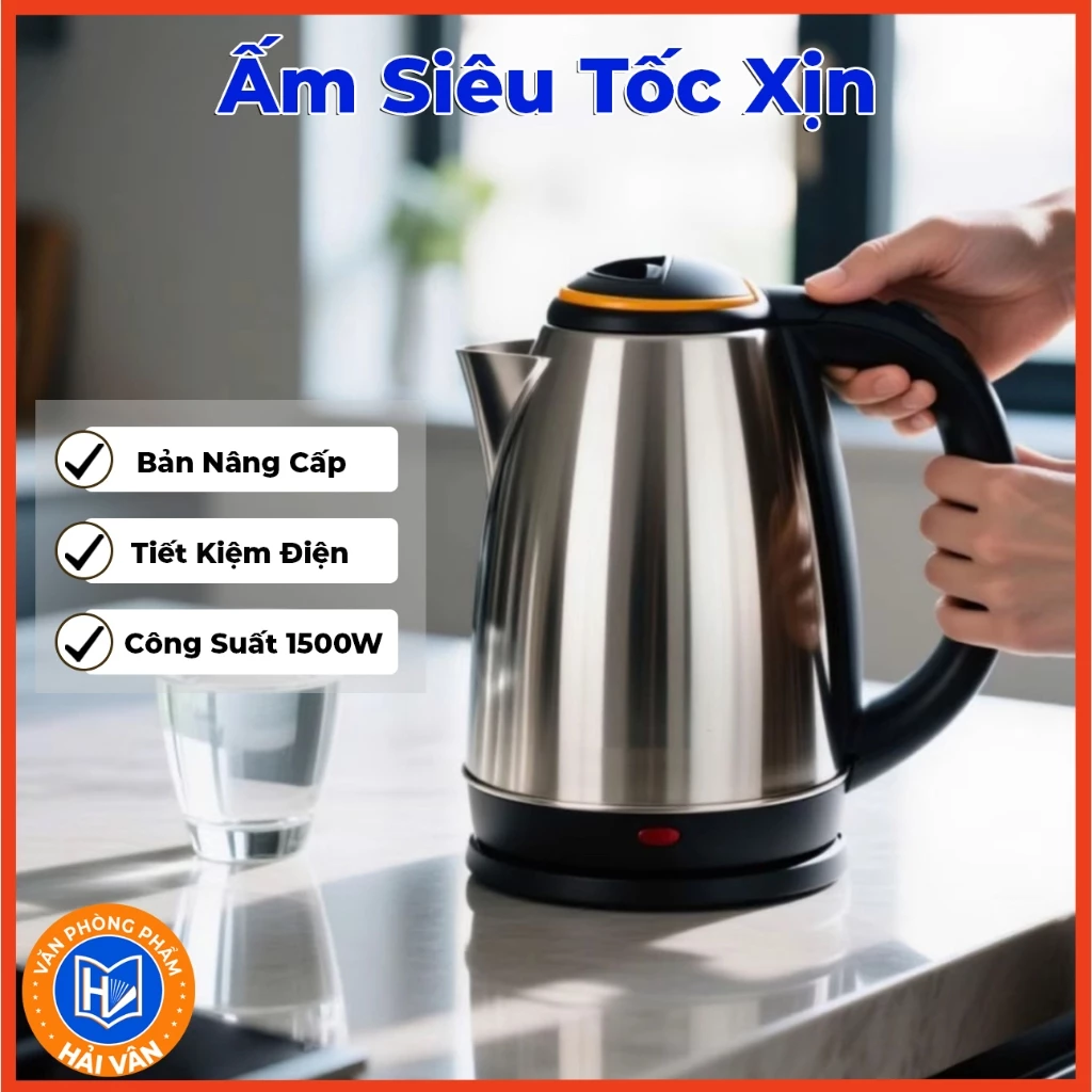 Ấm Siêu Tốc Đun Nước 1.8L,Sôi Nhanh, Chất Liệu Inox 2 Lớp, Tự Ngắt Và Tiết Kiệm Điện Công Suất 1500W An Toàn Tiện Dụng
