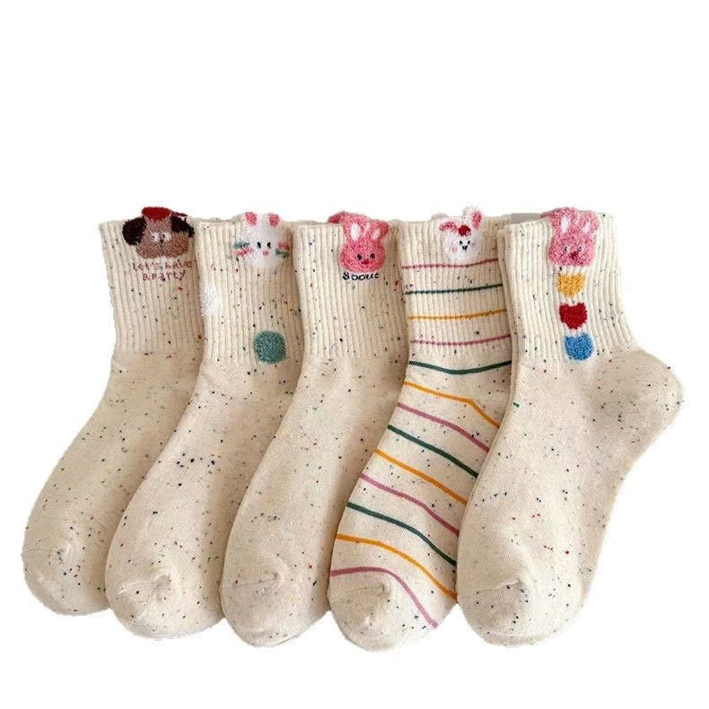 HM68582 Set 10 Đôi Tất Nữ Cổ Lỡ Chất Cotton Hàn Quốc Thiết Kế Dệt Kim
