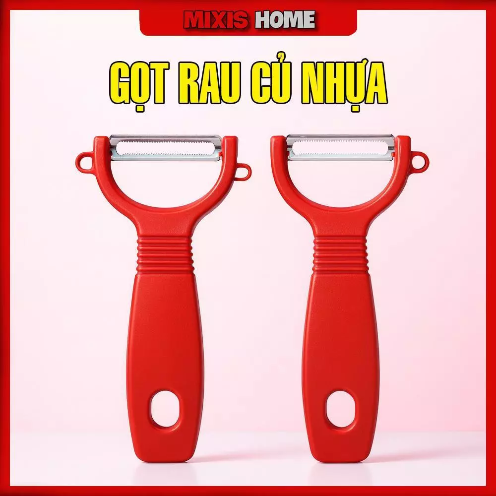 Dụng Cụ Nạo Gọt Rau Củ Quả Nhựa Đỏ Thiết Kế Gọn Nhẹ Dễ Sử Dụng, Lưỡi Răng Cưa Chống Rỉ - GD241
