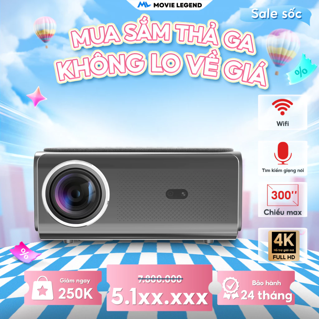 [ NEW 2025 ] Máy Chiếu H8 Pro Max Version 2 - Movie Legend - Full HD 1080P - Hỗ Trợ 4K