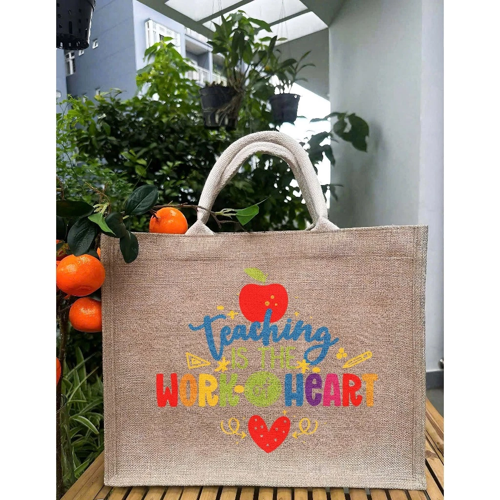 Túi Cói Vintage họa tiết, Túi đay quà tặng Ngày Nhà Giáo Việt Nam 20/11
