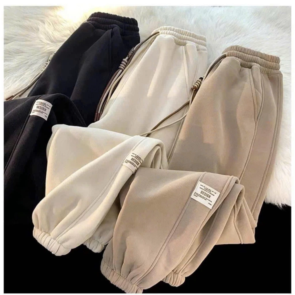 Quần Jogger Nỉ Dày Dặn Dây Mặt Cười - Quần Bo Gấu Mùa Đông Nhiều Màu [M66]