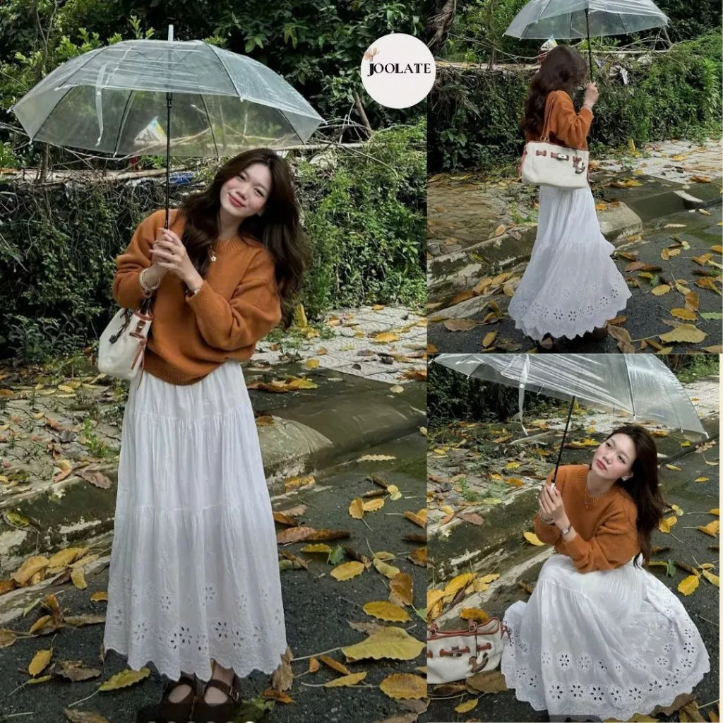 Chân Váy Ren Joolate Chất Thô Boil Dáng Dài Có Lót Trong Mix Đồ Đẹp-Chân Váy Dáng Dài Mặc Đi Làm Đi Chơi Đẹp CVren